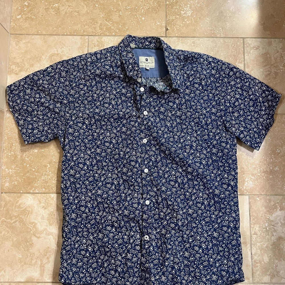 Stylish Navy Floral Button Down Shirt